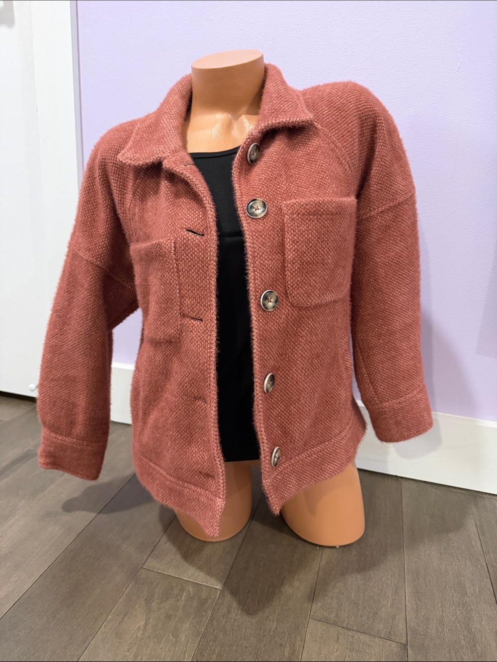 Democracy Teddy Button-Front Jacket in Rosewood